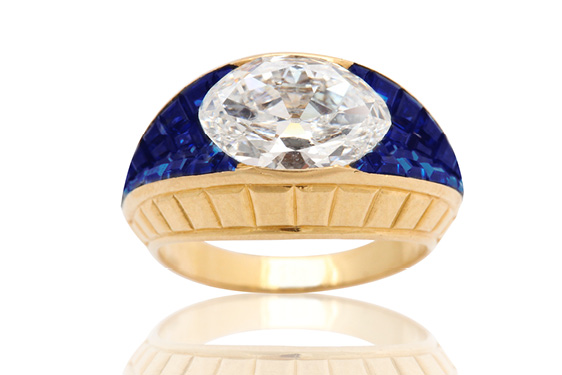 Diamond and Invisibly-Set Sapphire Ring by Van Cleef & Arpels, Paris