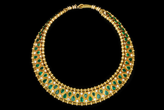 Emerald and Diamond “Hindu” Necklace by Rene Boivin, Paris. Circa 1950