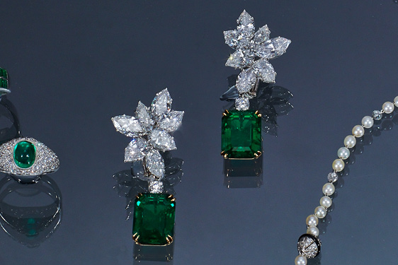 Diamond and Emerald Earrings by Harry Winston