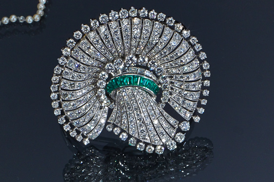 Diamond and Calibre-Emerald Bangle/Convertible Brooch