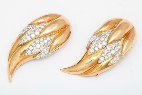 Diamond and Gold Flame Brooches by Suzanne Belperron