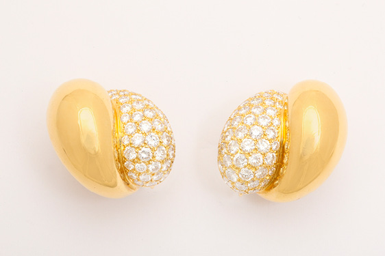 Diamond and Gold Earrings by Rene Boivin, Paris