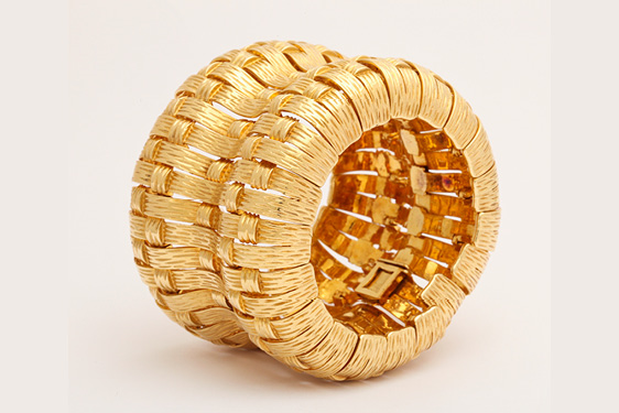 Wide Gold Woven Bracelet