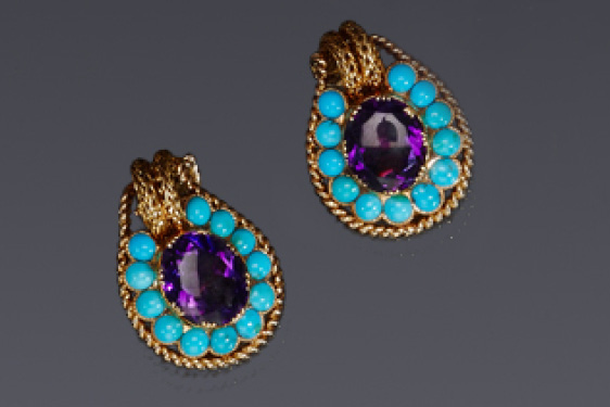 Turquoise and Amethyst Earrings