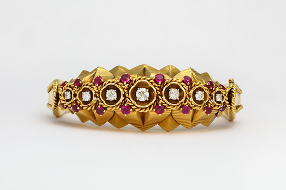 Ruby and Diamond Bracelet in Gold by Cartier, Paris
