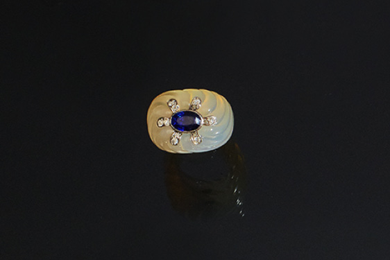 Agate and Sapphire Ring by Suzanne Belperron