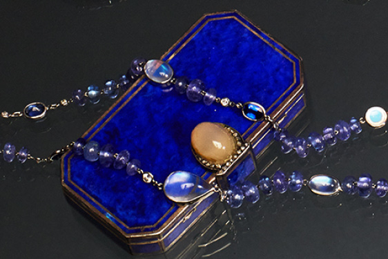 French Lapis and Moonstone Minaudiere