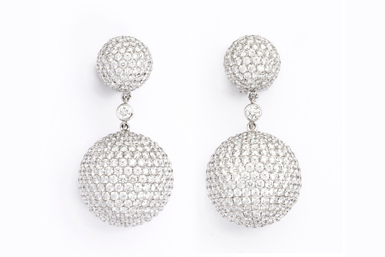Diamond Ball Earrings by Pat Saling