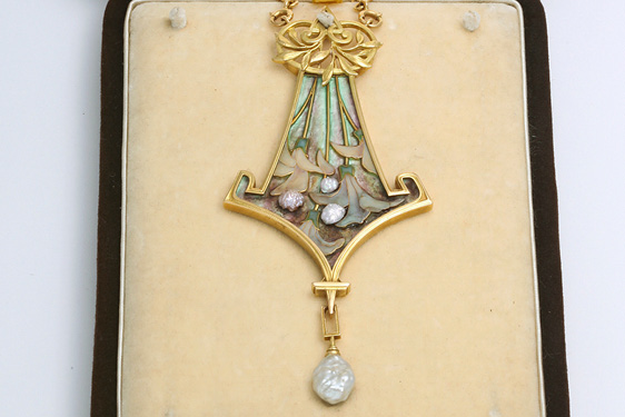 Art Nouveau Enamel & Natural Pearl Pendant by Fouquet