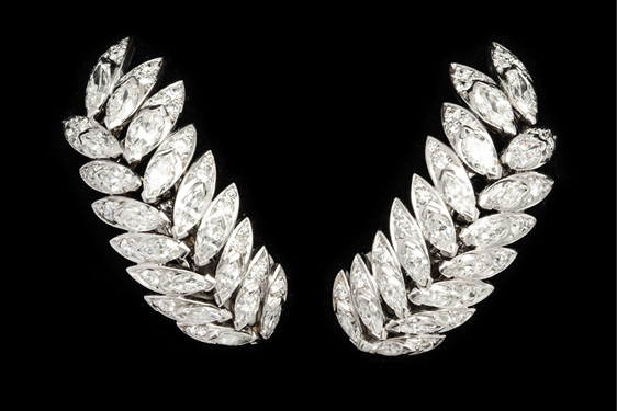 Diamond Earrings in Platinum by Suzanne Belperron
