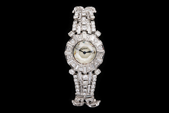 Diamond Watch in Platinum with Diamond Crystal by Cartier, Paris