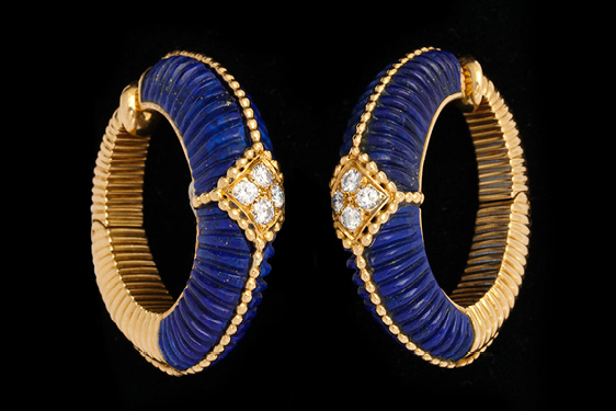 Lapis & Diamond Earrings in Gold by Van Cleef & Arpels