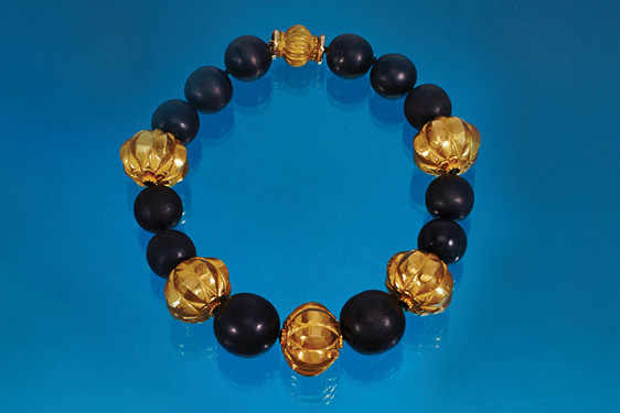 Wood Bead and Gold Necklace by Verdura