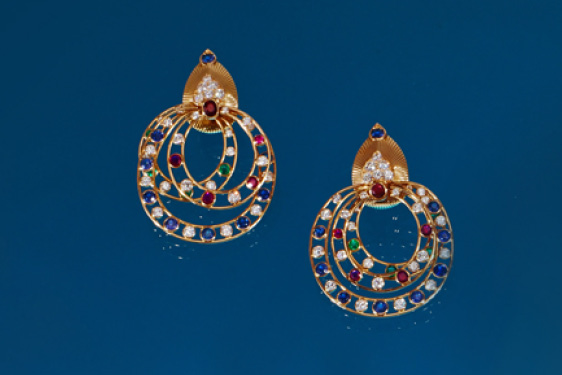 Multi-Stone and Diamond Creole Earrings by Cartier, Paris