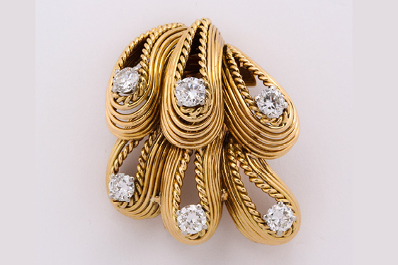 Diamond Brooch in Gold by Cartier, Paris