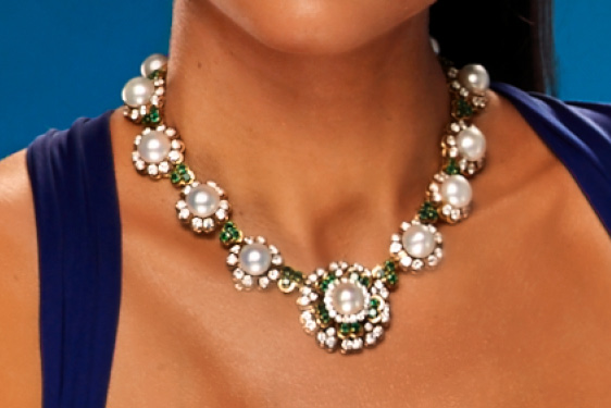 South-Sea Pearl, Emerald and Diamond Necklace by Van Cleef & Arpels