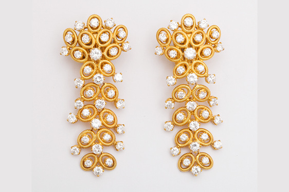 Diamond & Gold Earrings by Bulgari. Circa 1960
