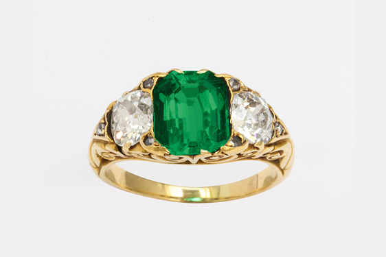 Victorian Emerald & Diamond Ring. Circa 1880