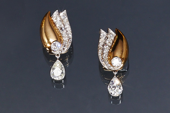 Diamond and Gold Earrings by Suzanne Belperron, Paris