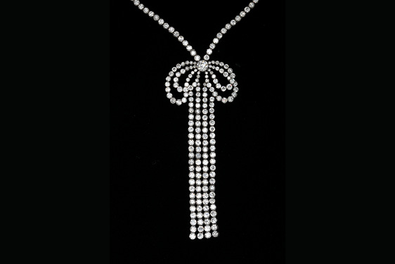 French Diamond Bow Necklace. Circa 1950