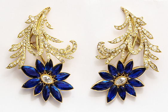 Sapphire & Diamond Earrings in Gold
