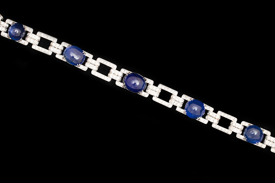 Art Deco Cabochon Sapphire and Diamond Bracelet by Chaumet