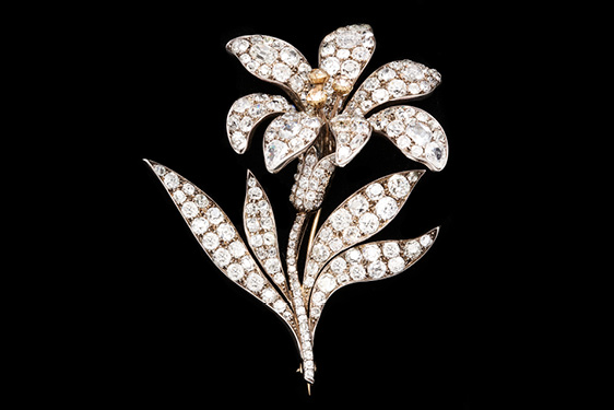 French Antique Diamond Flower Brooch