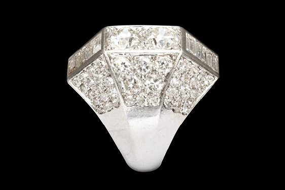 Diamond Architectural Ring in Platinum by Suzanne Belperron