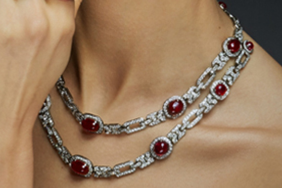 French Art Deco Ruby & Diamond Necklace