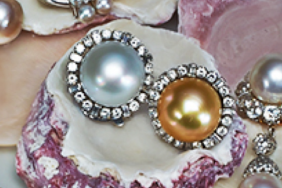 White and Golden South-Sea Pearl and Diamond Earrings