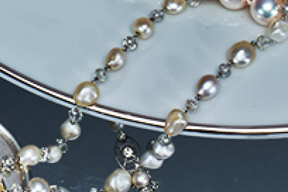 Natural Pearl and Diamond Bead Necklace